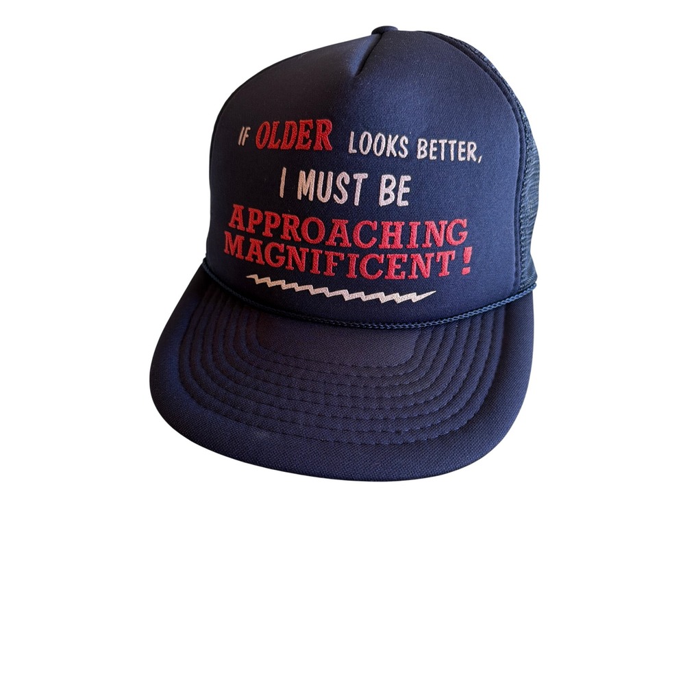 Mohr's Trucker Hat Navy Blue Approaching Magnificent Vintage Funny Snapback Mesh